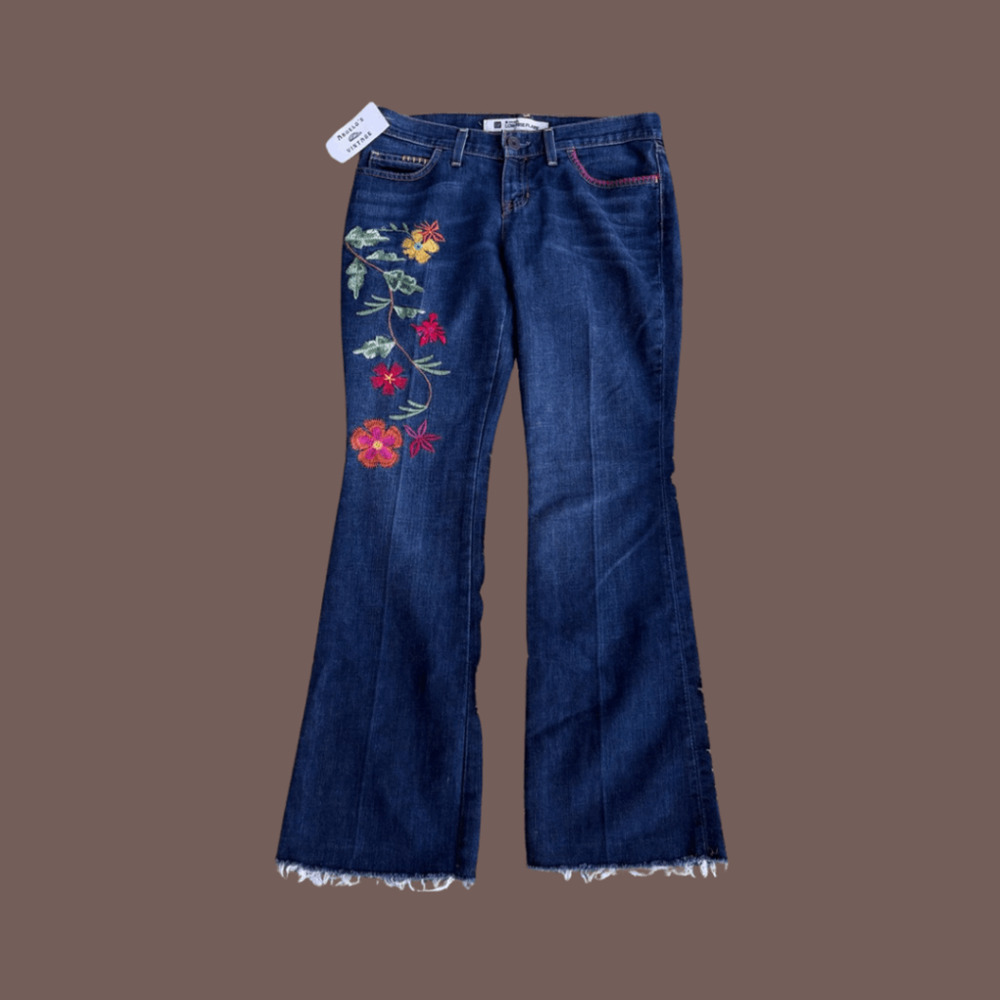 GAP Floral Embroidered Flare Jeans | Size 6 | Y2K Vintage